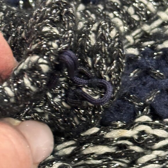 Anthropologie Moth Cardigan Sweater Mademoiselle Navy Boucle Chunky Knit LARGE - Picture 8 of 16